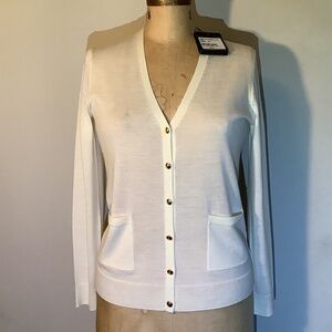 St. John White Wool Blend Cardigan NWT- M